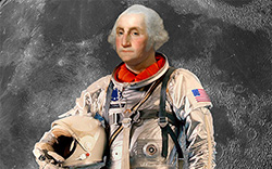 乔治·华盛顿总统穿着太空服的艺术家表现