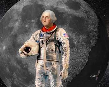 乔治·华盛顿穿着水星时代的太空服